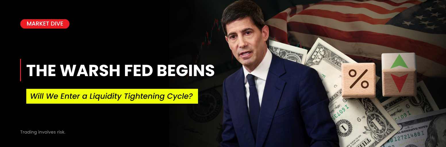 Kevin Warsh with US dollars and interest rate symbols
